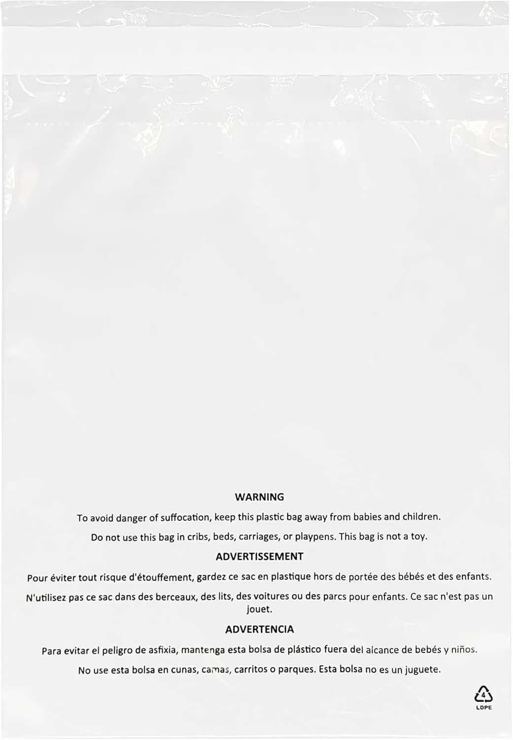 – 4 inch x 6 inch (1000 Pack) Self Seal Clear Poly Bags with Suffocation Warning – Permanent Adhesive – FBA Compliant for Packaging Clothes, Shirts - 1.5mil LDPE Plastic (PP-1000-4x6)
