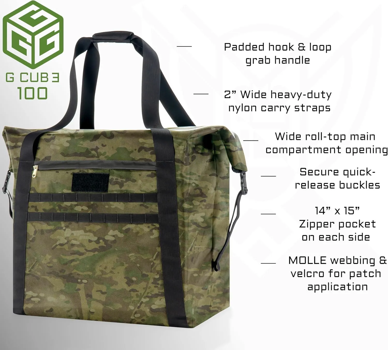 ~ G CUBƎ 100 Faraday Bag for Medium to Large Generators and Electronics ~ Protects Against EMP/CME/EMF/RF ~ Diamond Form Farday Lined Interior ~ Multicam Camo