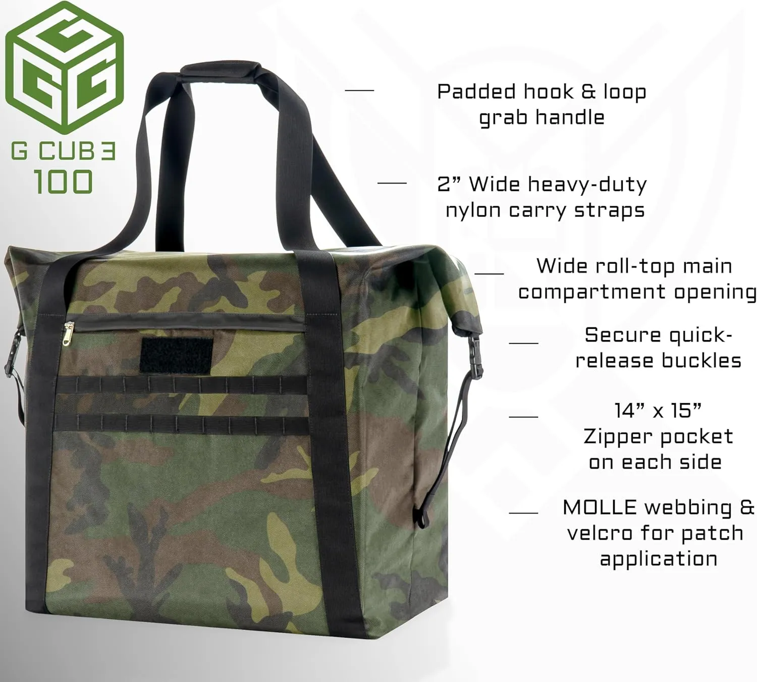 ~ G CUBƎ 100 Faraday Bag for Medium to Large Generators and Electronics ~ Protects Against EMP/CME/EMF/RF ~ Diamond Form Farday Lined Interior ~ Woodland Camo