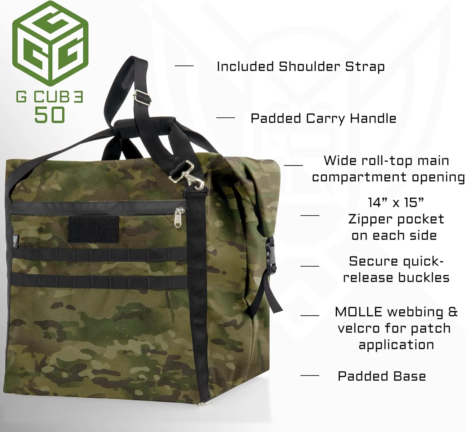 ~ G CUBƎ 50 Faraday Bag for Small to Medium Generators and Electronics ~ Protects Against EMP/CME/EMF/RF ~ Diamond Form Farday Lined Interior ~ Multicam Camo