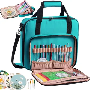| Large Embroidery Bag - Embroidery Project Bag -Cross Stitch Supplies Organizer - Embroidery Kits Bag - Embroidery Storage Bag - Embroidery Organizer for Floss, Loops (Bag Only)