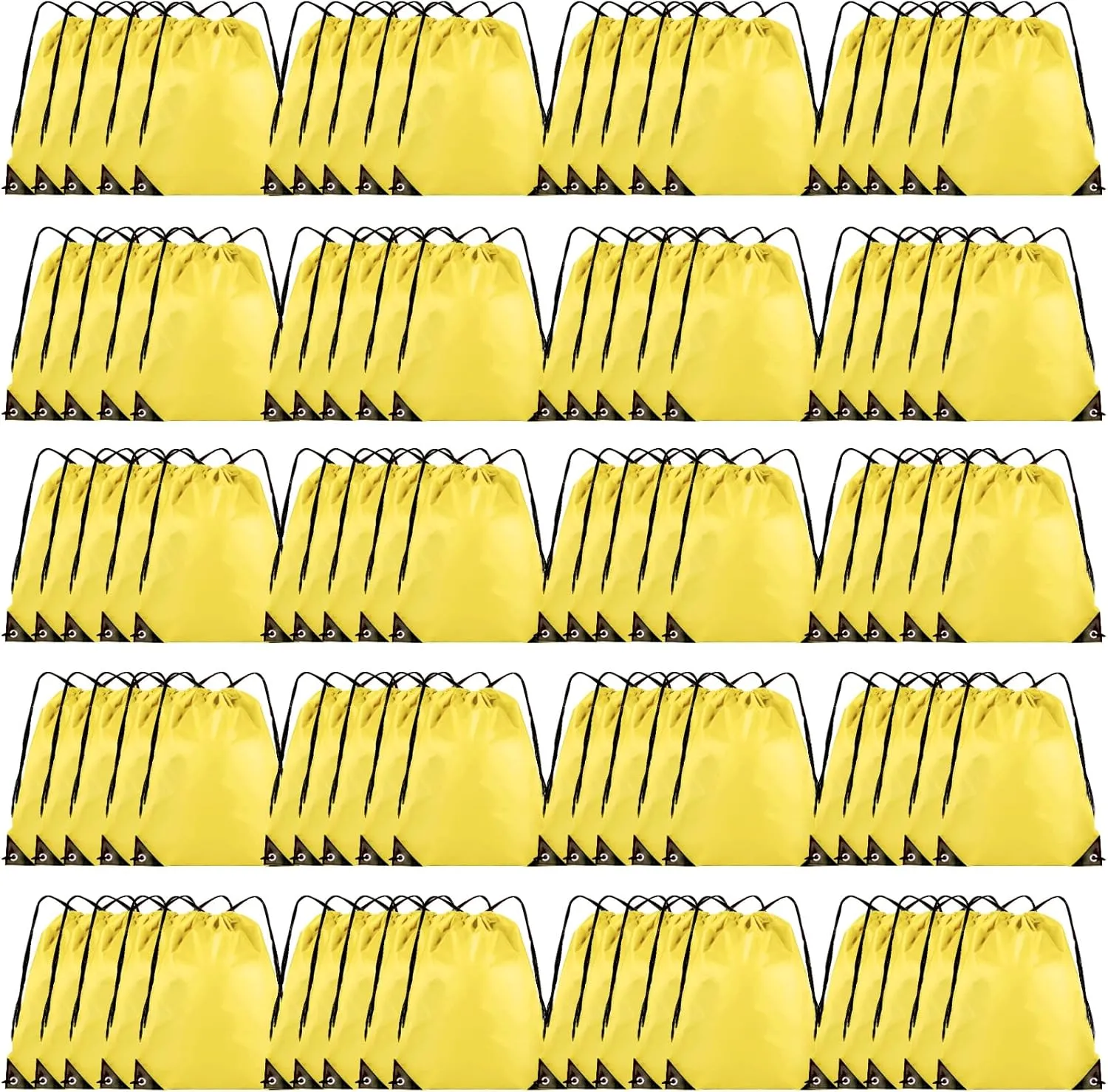 100 Pieces Drawstring Backpack Bulk Cinch Sackpack Ployster Drawstring Bags for Gym Party Trip(Yellow)