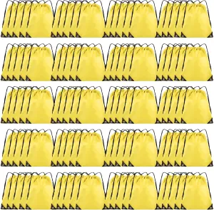 100 Pieces Drawstring Backpack Bulk Cinch Sackpack Ployster Drawstring Bags for Gym Party Trip(Yellow)