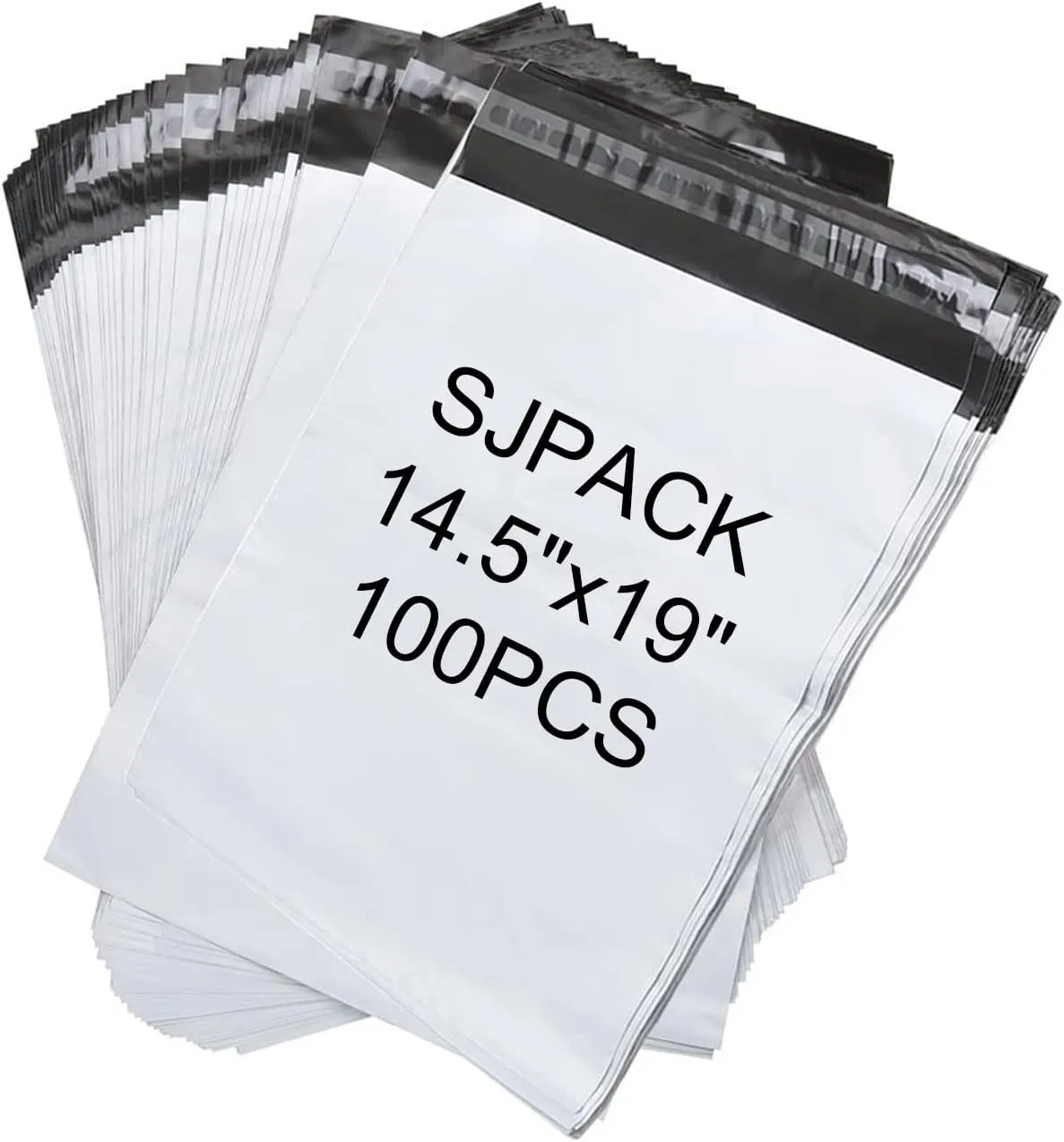 100pcs 14.5x19 Poly Mailers 2.5 Mil Envelopes Shipping Bags With Self Sealing Strip, White Poly Mailers