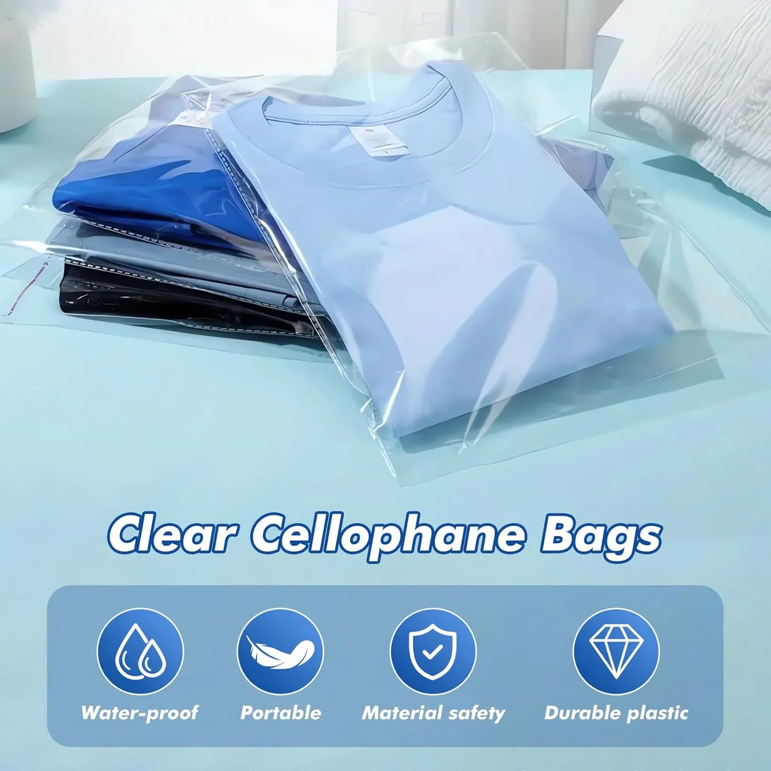 12x16 inches Large Clear Resealable Cellophane Bags for Packaging Products 300ct Plastic Self-sealing Gift Bags Self Adhesive Bags for Gifts,Clothes, Small Business, Thank you Stickers