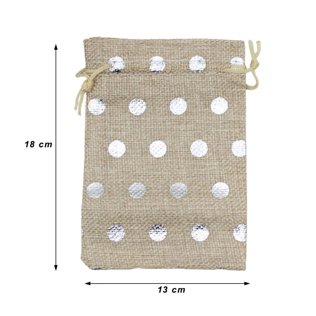 13x18 CM | Original Printed | Printed Potli Jute Bag | Gift Return Gifts Bags |  Drawstring Bags | Pack Of 10