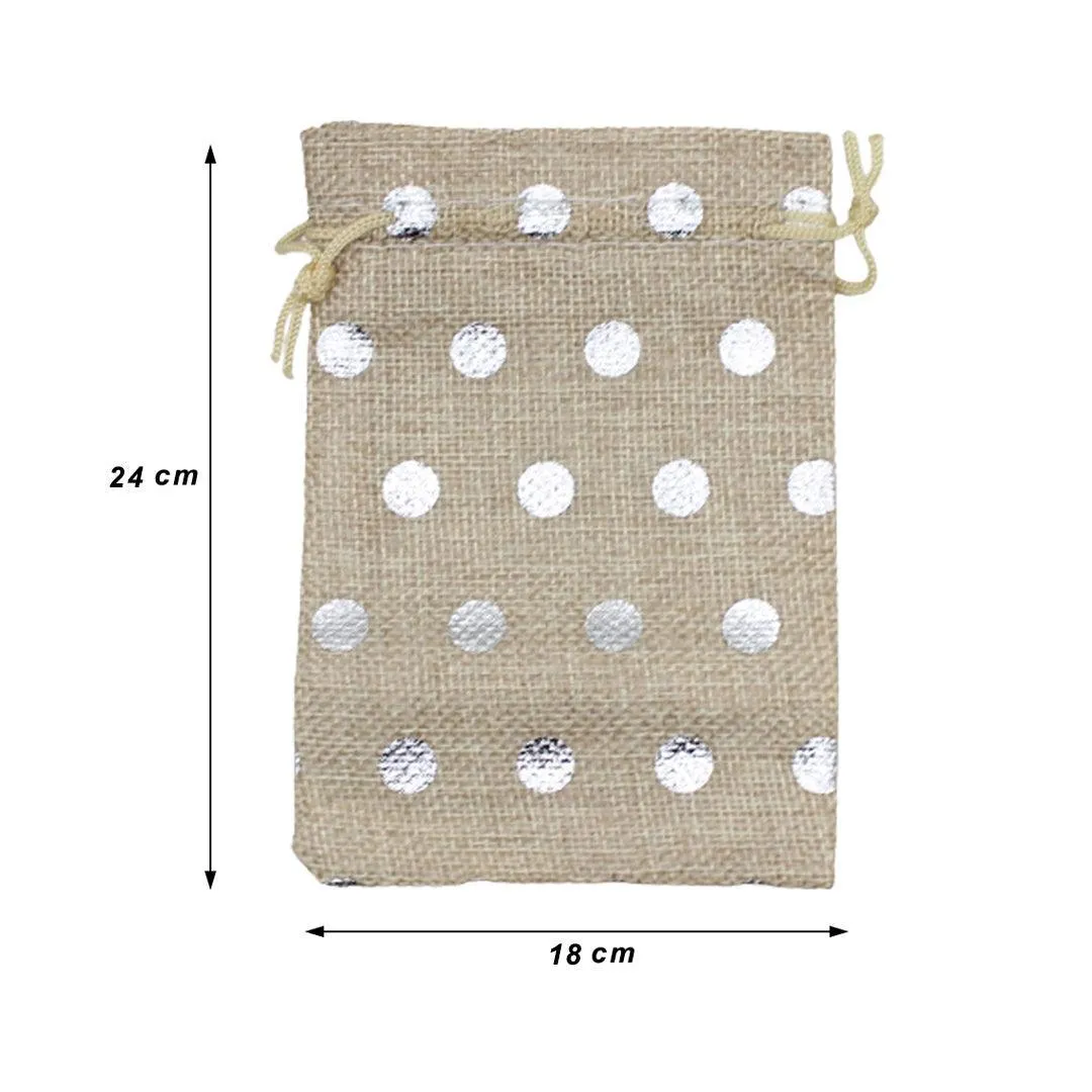 18x24 CM | Original Printed | Printed Potli Jute Bag | Gift Return Gifts Bags |  Drawstring Bags | Pack Of 10