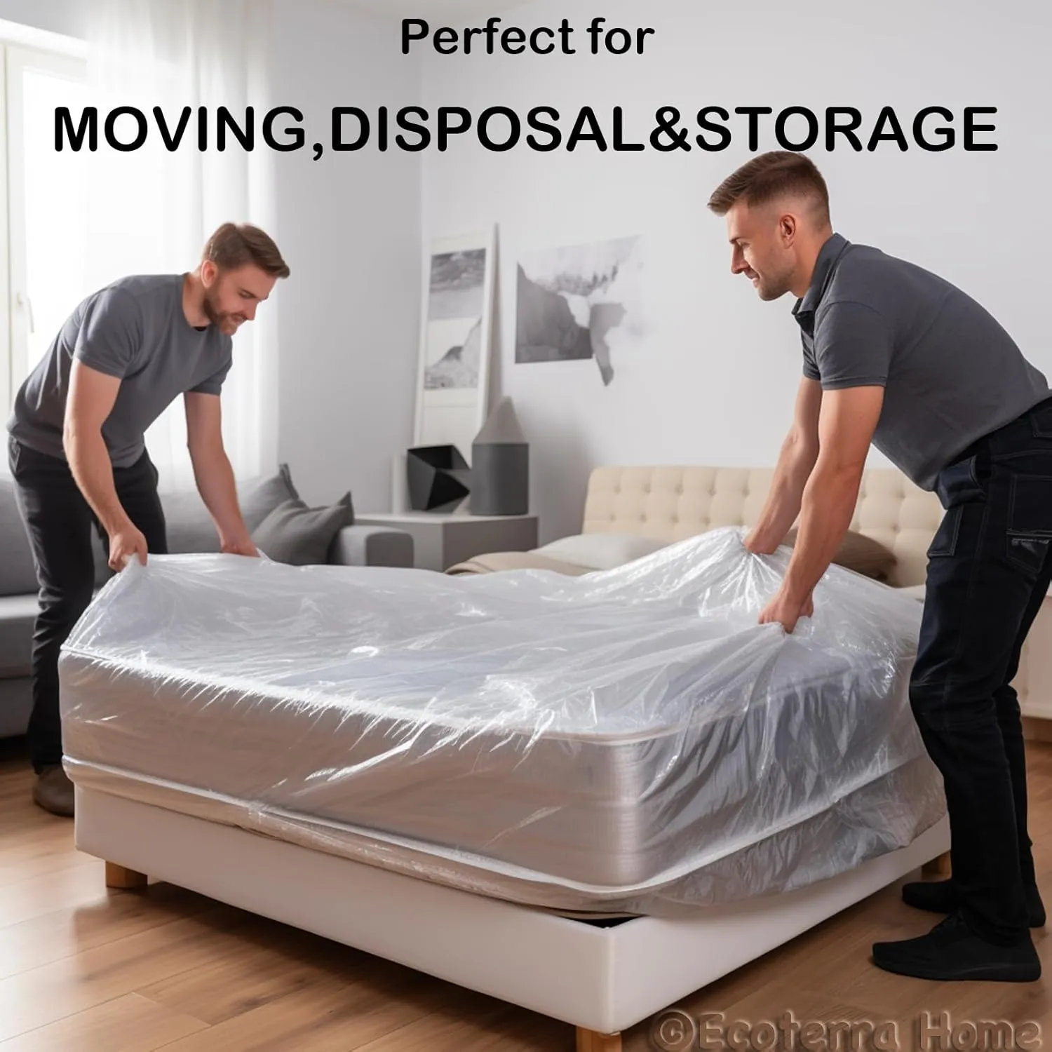 2-Pack King Mattress Bags for Moving and Long Term Storage, 4Mil Extra Thick Heavy-Duty Mattress Moving Suppliers, King Size, California King Mattress Cover Protector for Disposal,Waterproof.