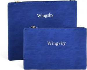 2 Pack Makeup Bag Set, Cosmetic Pouches for Purse, Portable and Stylish Travel Toiletry Bags for Women, Travel Cosmetic Bags for Women (Dark Blue, 9x7 inch)