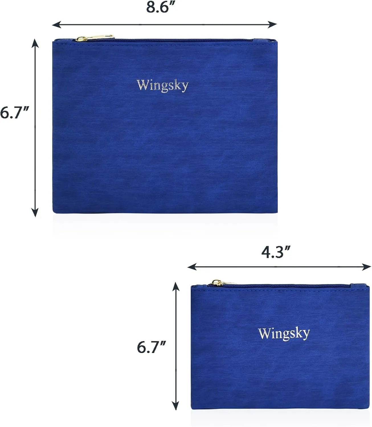 2 Pack Makeup Bag Set, Cosmetic Pouches for Purse, Portable and Stylish Travel Toiletry Bags for Women, Travel Cosmetic Bags for Women (Dark Blue, 9x7 inch)