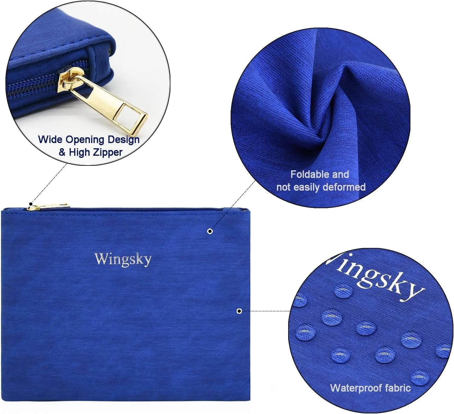 2 Pack Makeup Bag Set, Cosmetic Pouches for Purse, Portable and Stylish Travel Toiletry Bags for Women, Travel Cosmetic Bags for Women (Dark Blue, 9x7 inch)