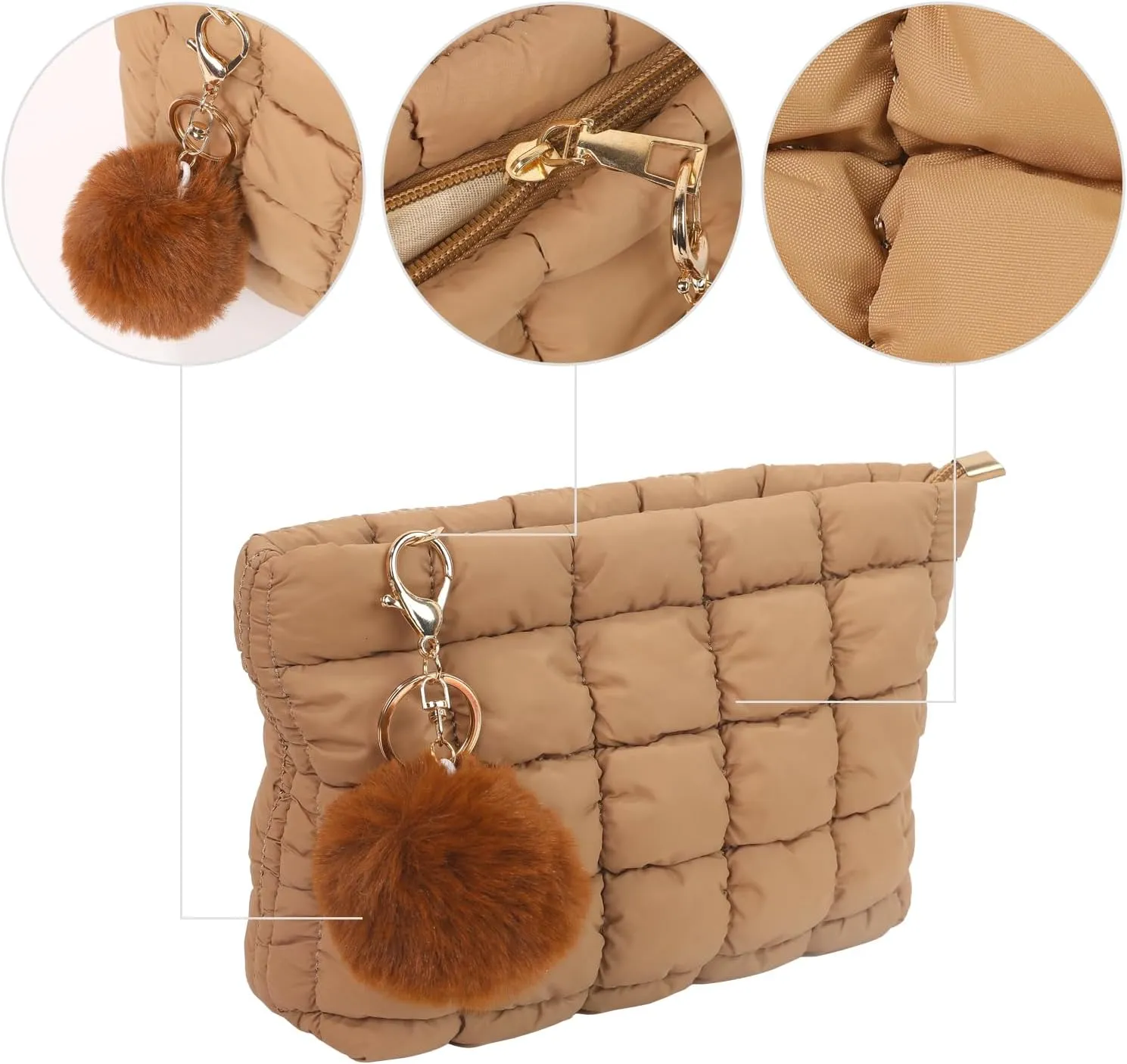 2 Pcs Makeup Bag Travel Cosmetic Bag Makeup Pouch Quilted Bags for Women Toiletry Organizer Pouches (Rose)