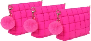 2 Pcs Makeup Bag Travel Cosmetic Bag Makeup Pouch Quilted Bags for Women Toiletry Organizer Pouches (Rose)