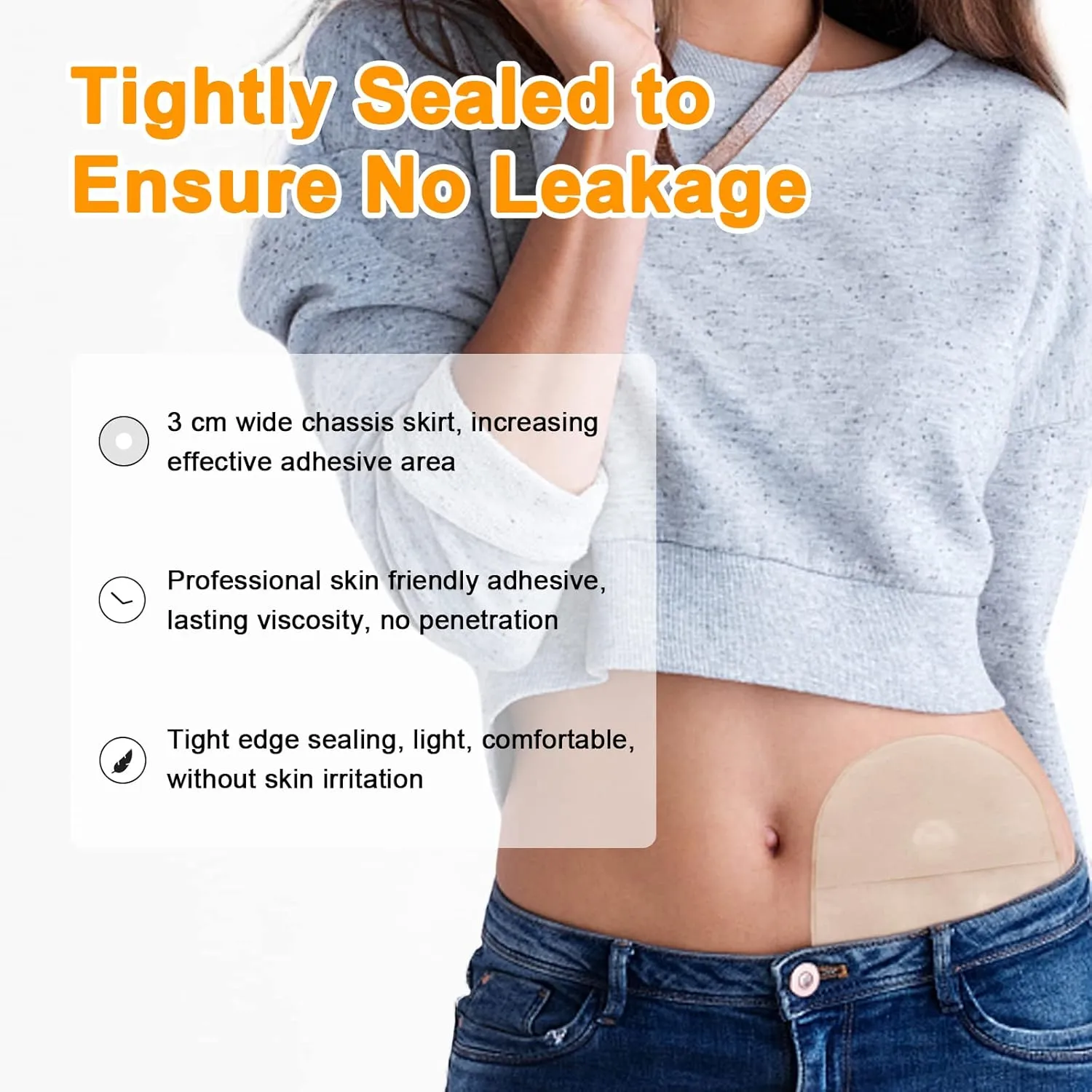 20 PCS Urostomy Bag Drainable Pouches with Measure Card, One Piece Ostomy Supplies for Colostomy Ileostomy Stoma Care, Cut-to-Fit