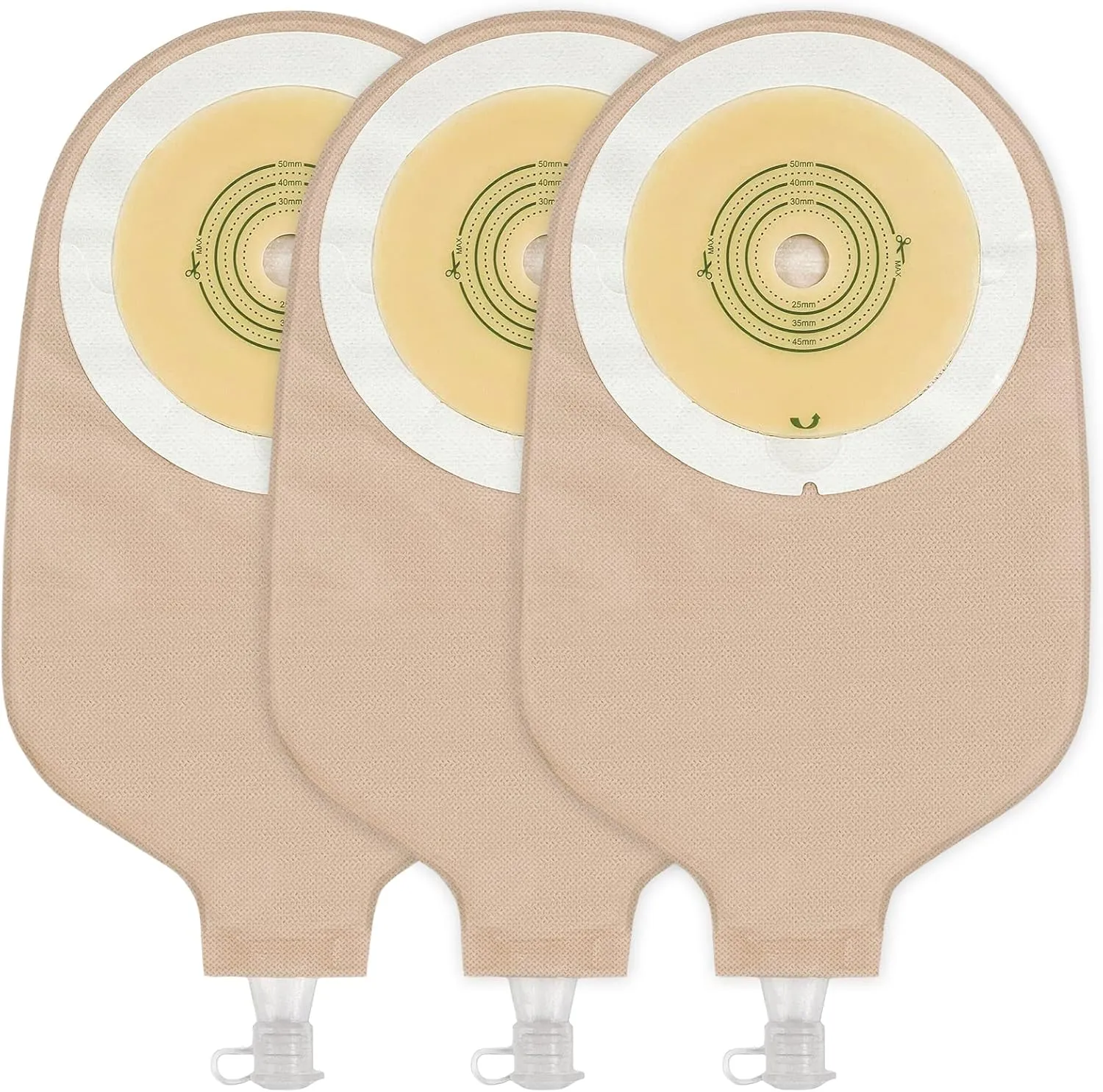 20 PCS Urostomy Bag Drainable Pouches with Measure Card, One Piece Ostomy Supplies for Colostomy Ileostomy Stoma Care, Cut-to-Fit
