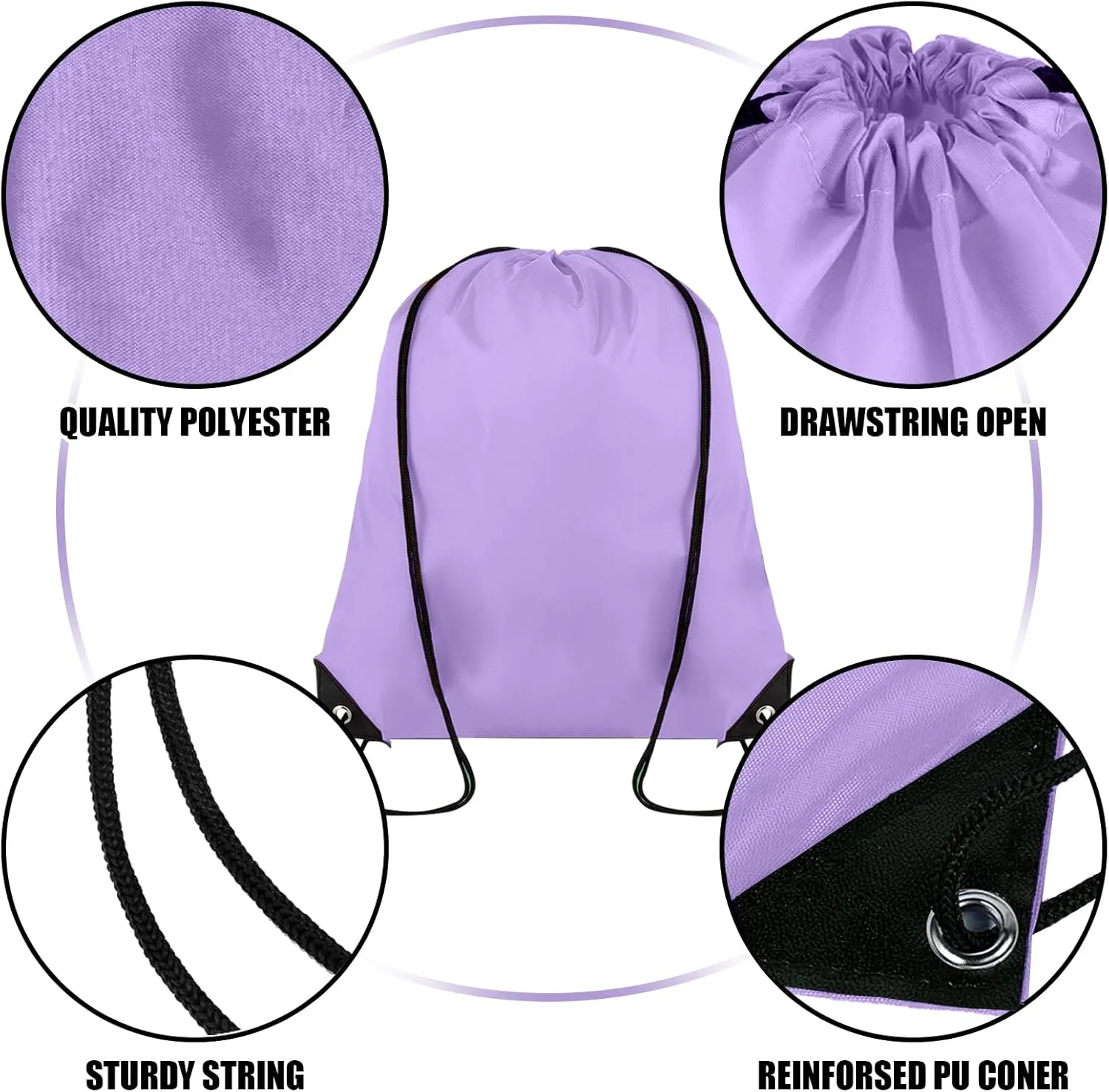 20 Pieces Drawstring Backpack Bulk Cinch Sackpack Ployster Drawstring Bags for Gym Party Trip(Lavender)