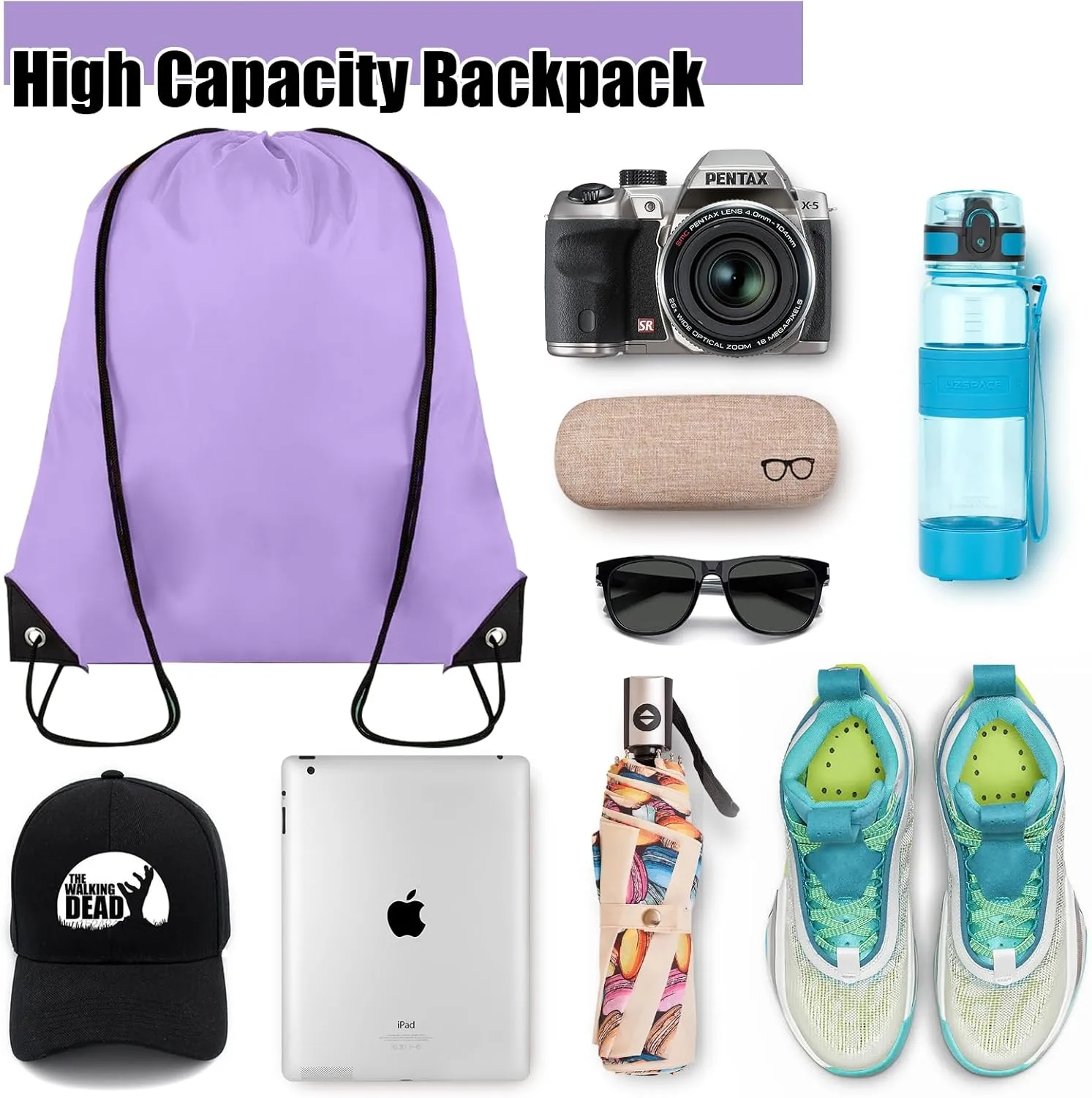 20 Pieces Drawstring Backpack Bulk Cinch Sackpack Ployster Drawstring Bags for Gym Party Trip(Lavender)
