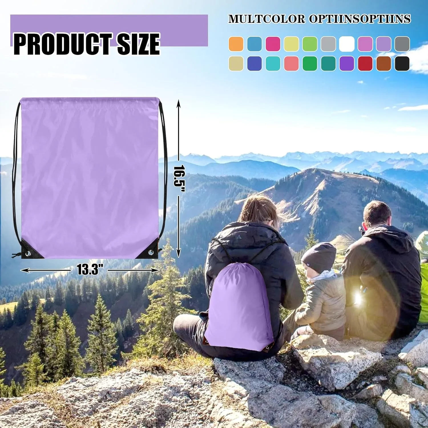 20 Pieces Drawstring Backpack Bulk Cinch Sackpack Ployster Drawstring Bags for Gym Party Trip(Lavender)