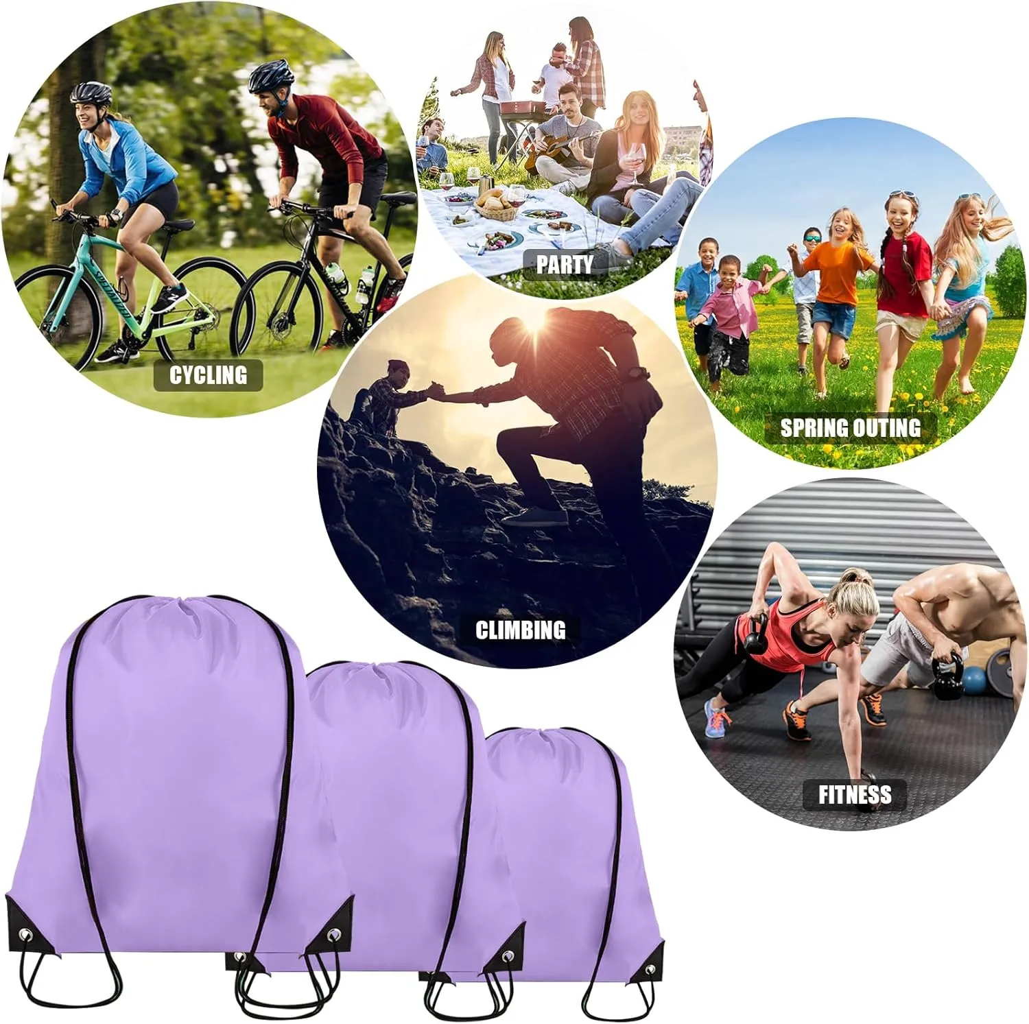 20 Pieces Drawstring Backpack Bulk Cinch Sackpack Ployster Drawstring Bags for Gym Party Trip(Lavender)