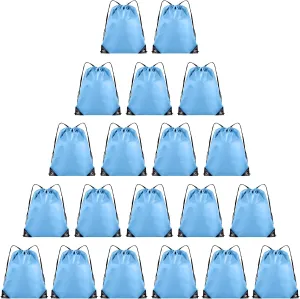20 Pieces Drawstring Backpack Bulk Cinch Sackpack Ployster Drawstring Bags for Gym Party Trip(Sky Blue)