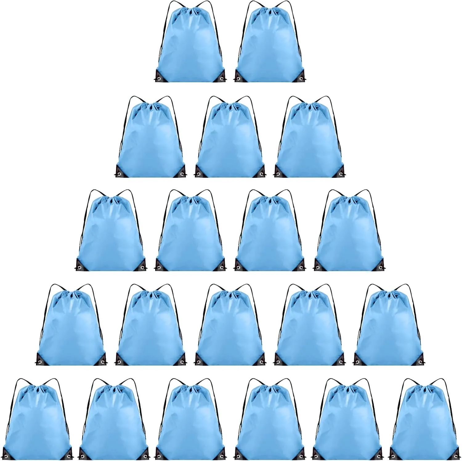 20 Pieces Drawstring Backpack Bulk Cinch Sackpack Ployster Drawstring Bags for Gym Party Trip(Sky Blue)
