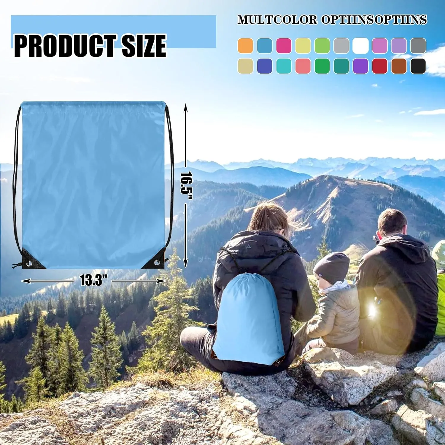 20 Pieces Drawstring Backpack Bulk Cinch Sackpack Ployster Drawstring Bags for Gym Party Trip(Sky Blue)
