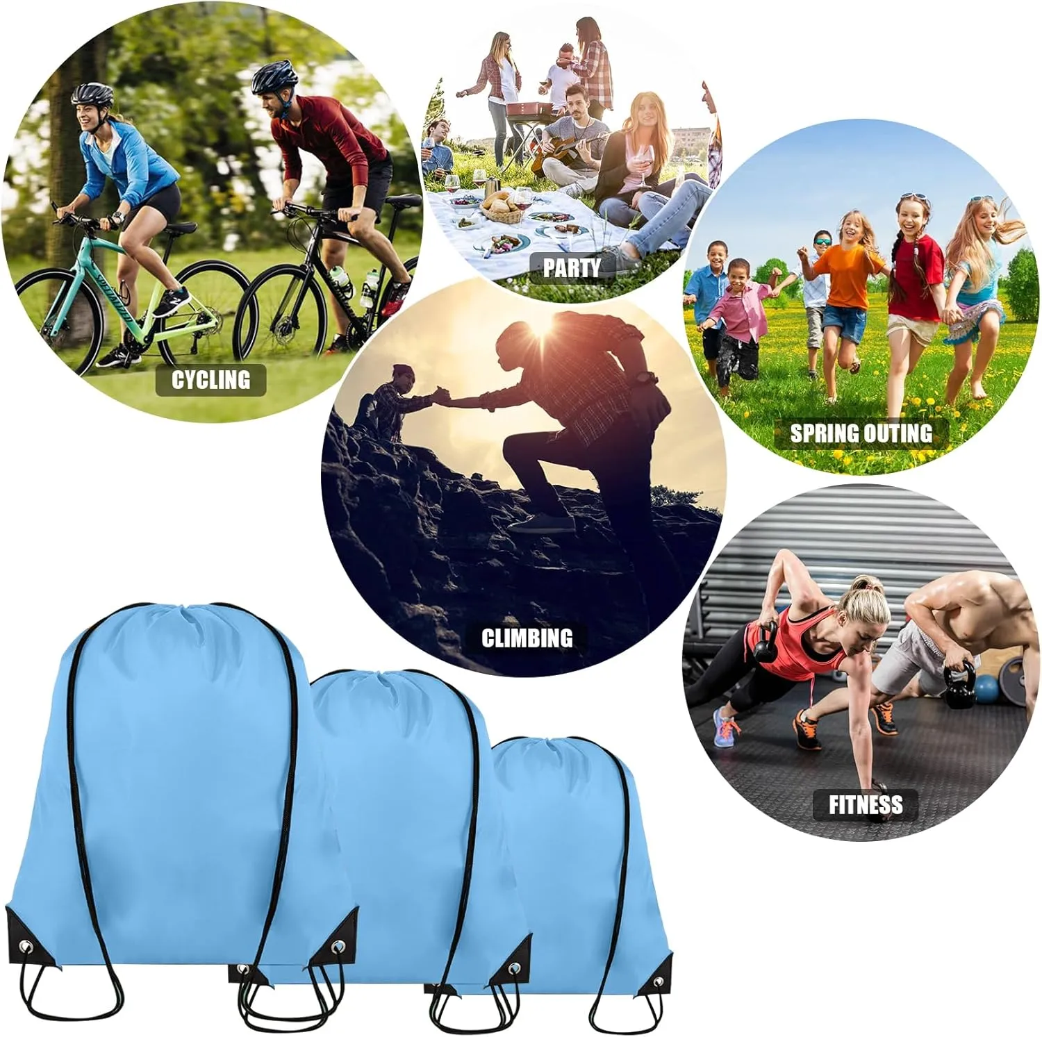 20 Pieces Drawstring Backpack Bulk Cinch Sackpack Ployster Drawstring Bags for Gym Party Trip(Sky Blue)