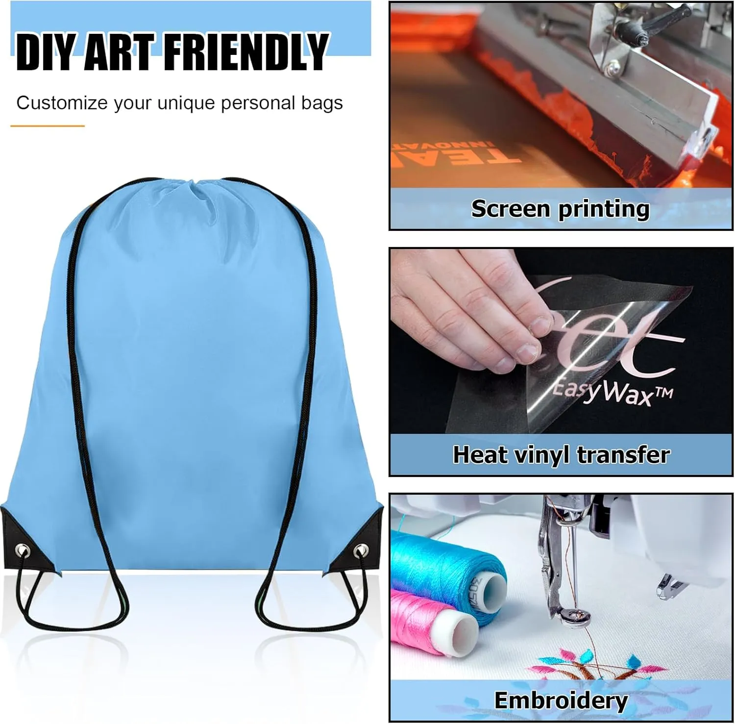 20 Pieces Drawstring Backpack Bulk Cinch Sackpack Ployster Drawstring Bags for Gym Party Trip(Sky Blue)