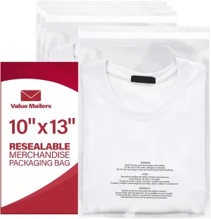 200 10" x 13" Bags Clear Poly Suffocation Warning Resealable Merchandise Packaging Shirt Clothing Catalog Book Self Seal Plastic Apparel Bag 11 Sizes (200, 10" x 13")