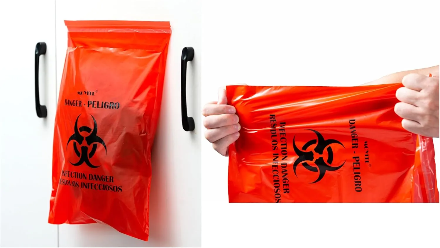 200 Count More Economical,Biohazard Bags Small with Strong Adhesive Strip for Lab,Tattoo Parlors, Clinics and Home,Rip Proof,1.57 Mil
