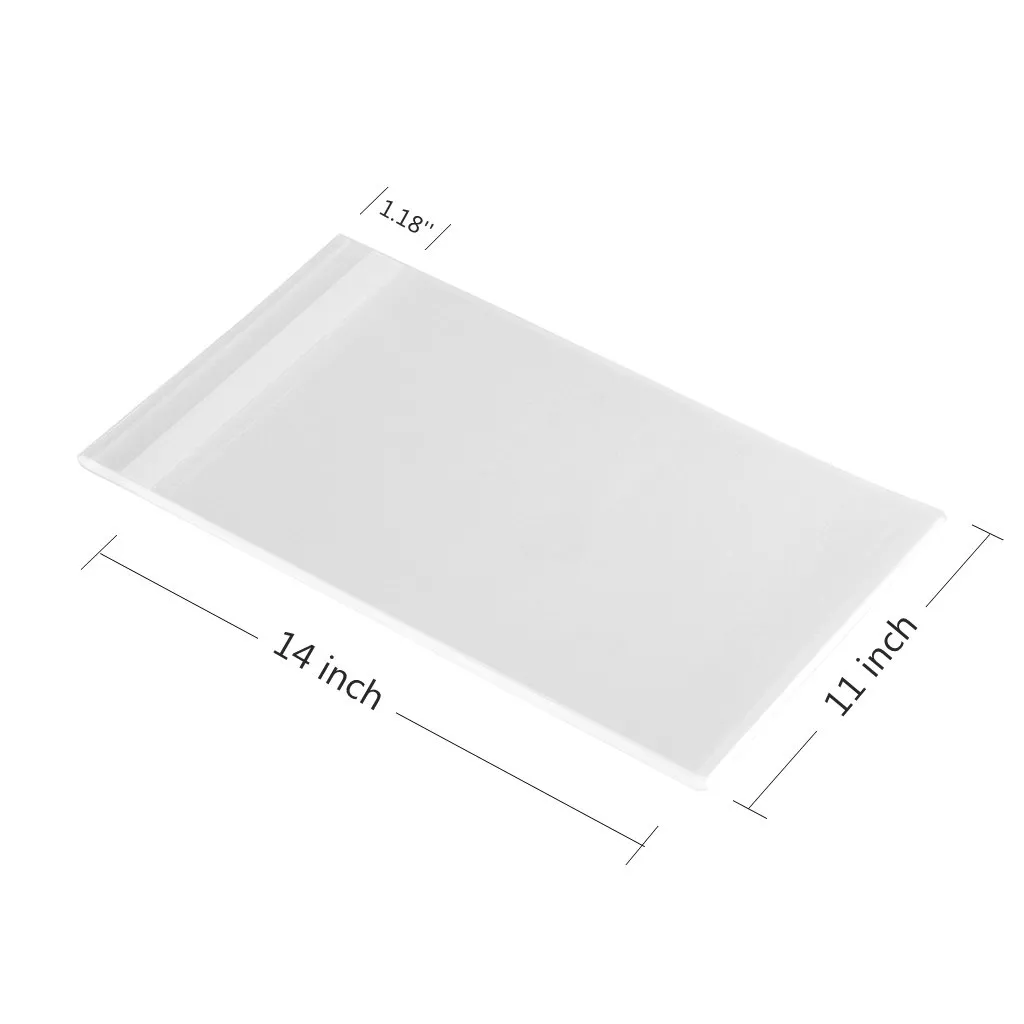 200ct Clear Cello Bags 11x14 Self Sealing - 1.4 mils Thick Knurling Edges Large Adhesive OPP Plastic Poly Bags for Decorative Christmas Wedding Gift Basket Supplies (11'' x 14'')