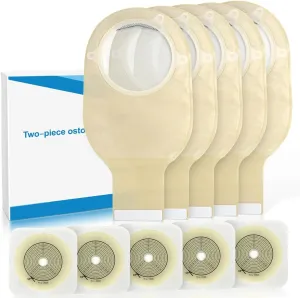 20PCS Colostomy Bags, Two Piece Drainable Pouches with Closure, Max Cut 70mm Ostomy Supplies for Ileostomy Stoma Care, 15pcs Bags  5pcs Skin Barriers