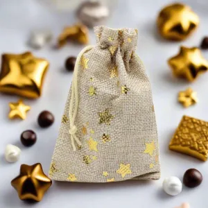 22x31 CM | Original Printed | Printed Potli Jute Bag | Gift Return Gifts Bags |  Drawstring Bags | Pack Of 10