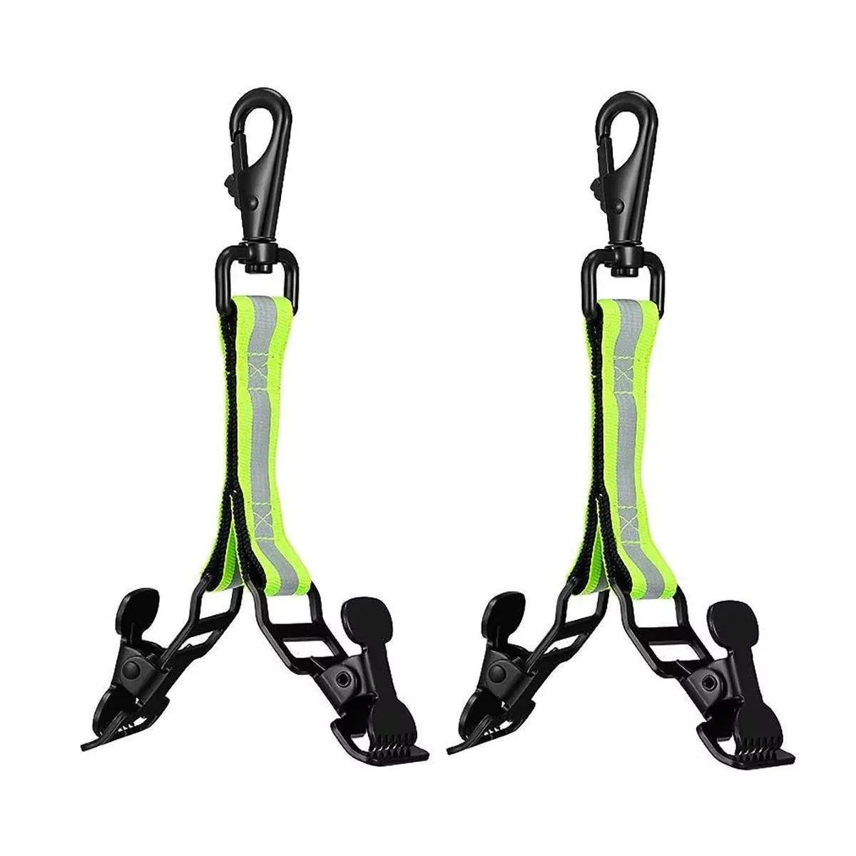 2PCS Green Firefighter Glove Holder Double Clip Reflective Strap Easy Hang Nylon