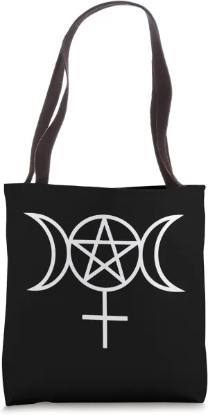 3 Moon Wiccan Pentacle With Female Gender Pictogram Symbol Tote Bag