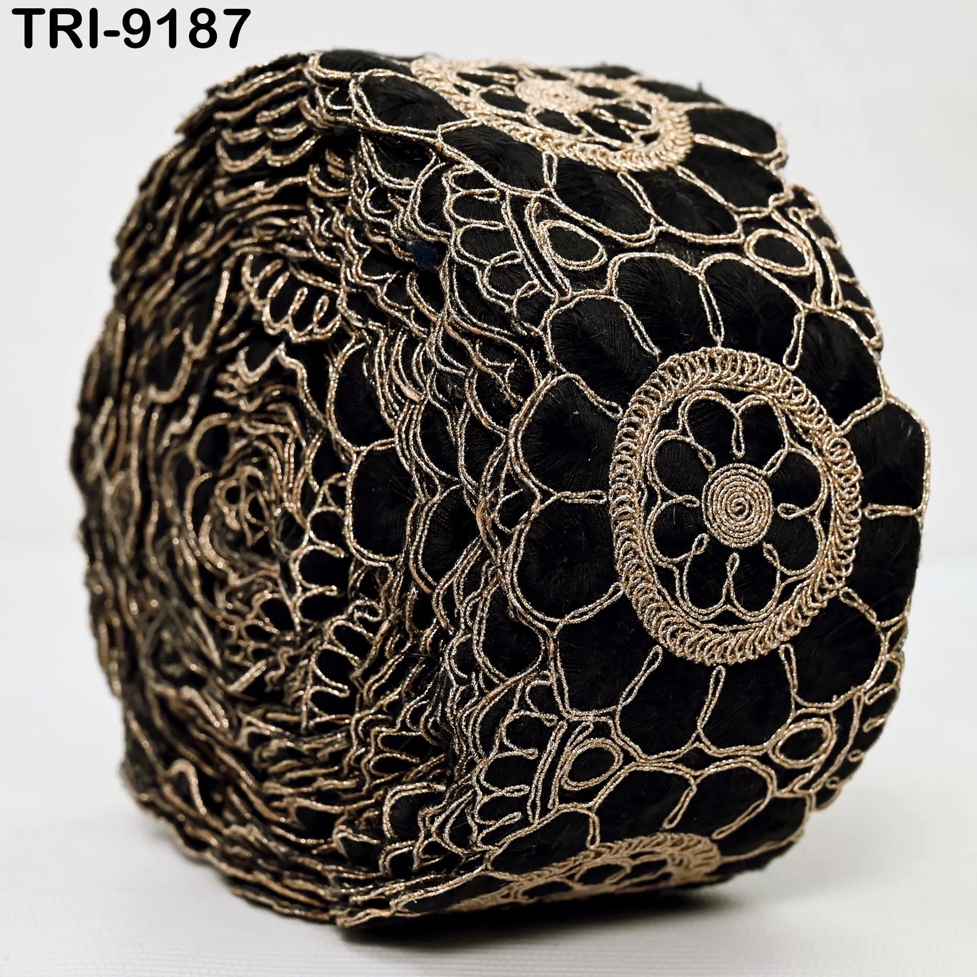 3 Yard Black Indian Embroidery Trim Ribbon 8cm Embroidered Wedding Sari Lehenga Border Saree  Sewing Crafting Wall Decor Curtains Headbands
