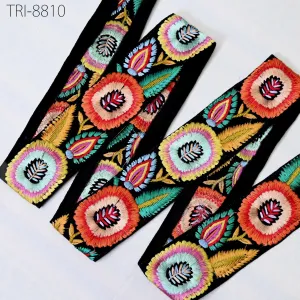 3 Yard Embroidery Ribbons Trims Tape Embellish Embroidered Saree Border Sewing Theatrical Costumes Crafting Wreaths Holidays Decorations 5cm