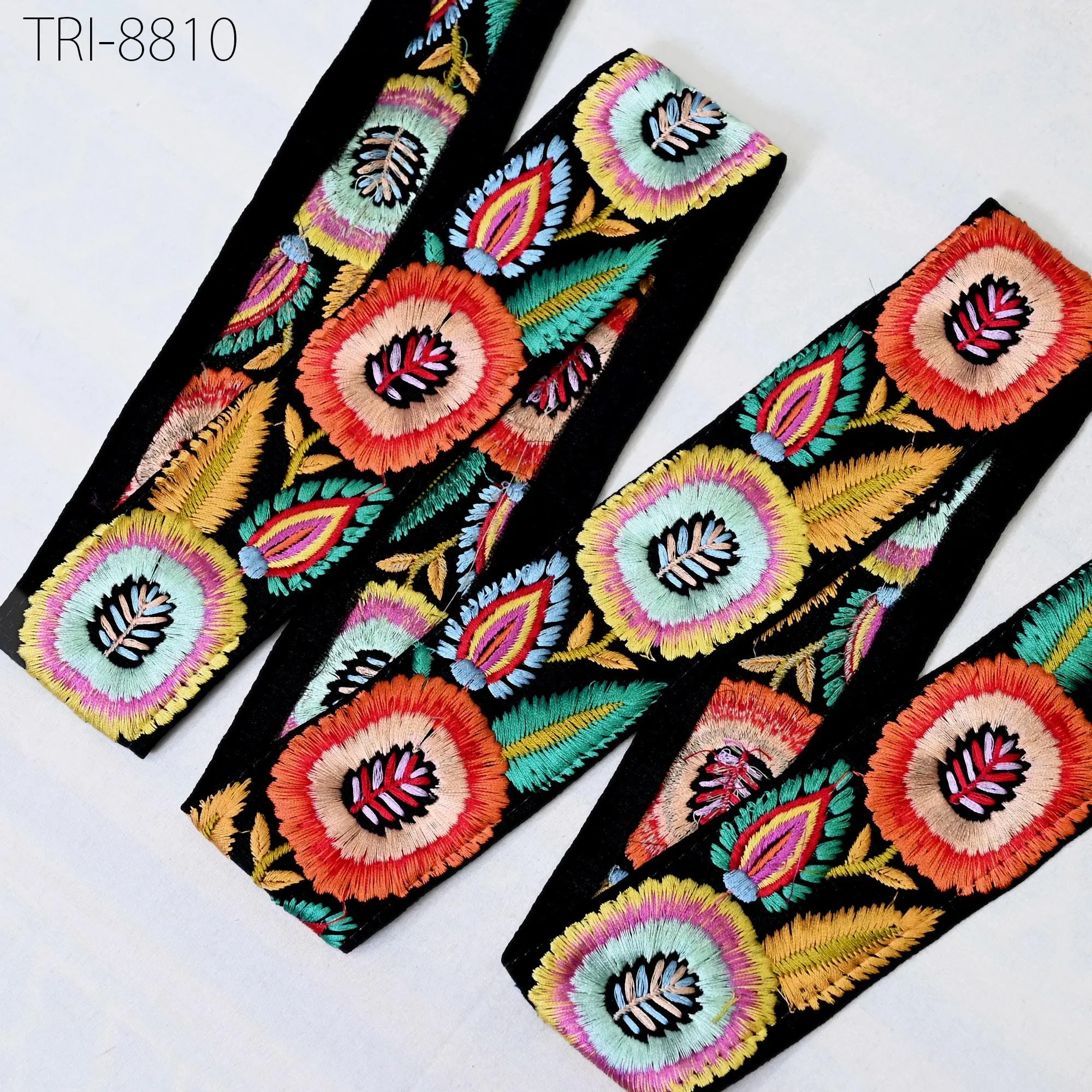 3 Yard Embroidery Ribbons Trims Tape Embellish Embroidered Saree Border Sewing Theatrical Costumes Crafting Wreaths Holidays Decorations 5cm
