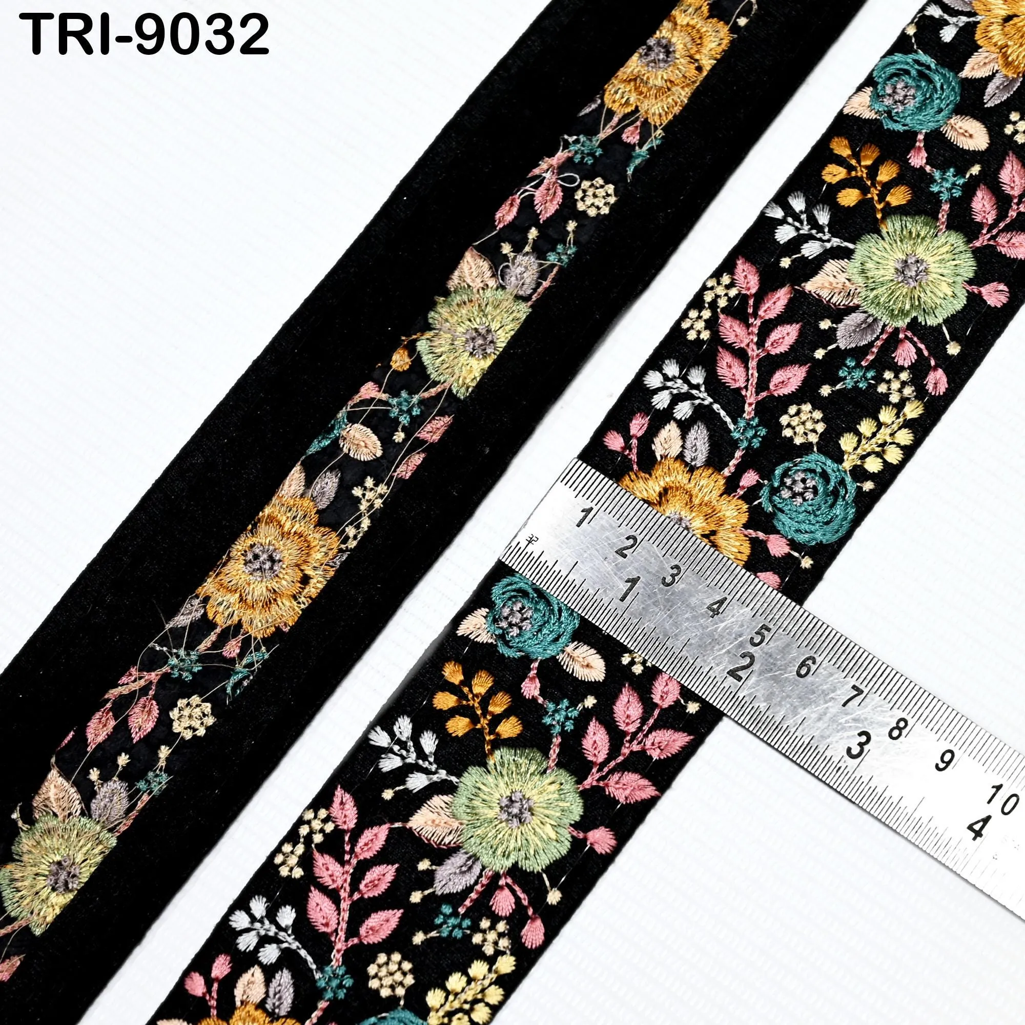 3 Yard Indian Ribbon Embellishment Embroidery Fabric 5cm Trim Embroidered Saree Sewing Crafting Border Wedding Dress Tote Bag, Shoe making
