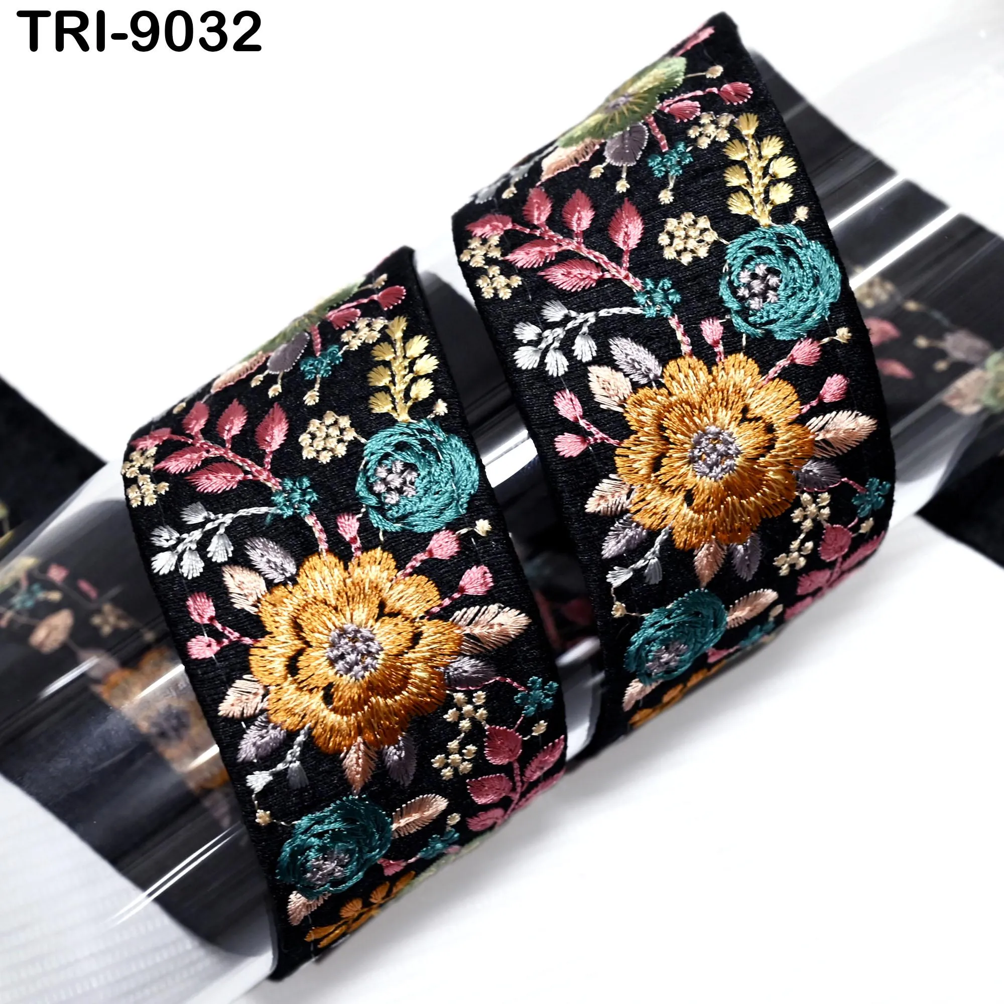 3 Yard Indian Ribbon Embellishment Embroidery Fabric 5cm Trim Embroidered Saree Sewing Crafting Border Wedding Dress Tote Bag, Shoe making