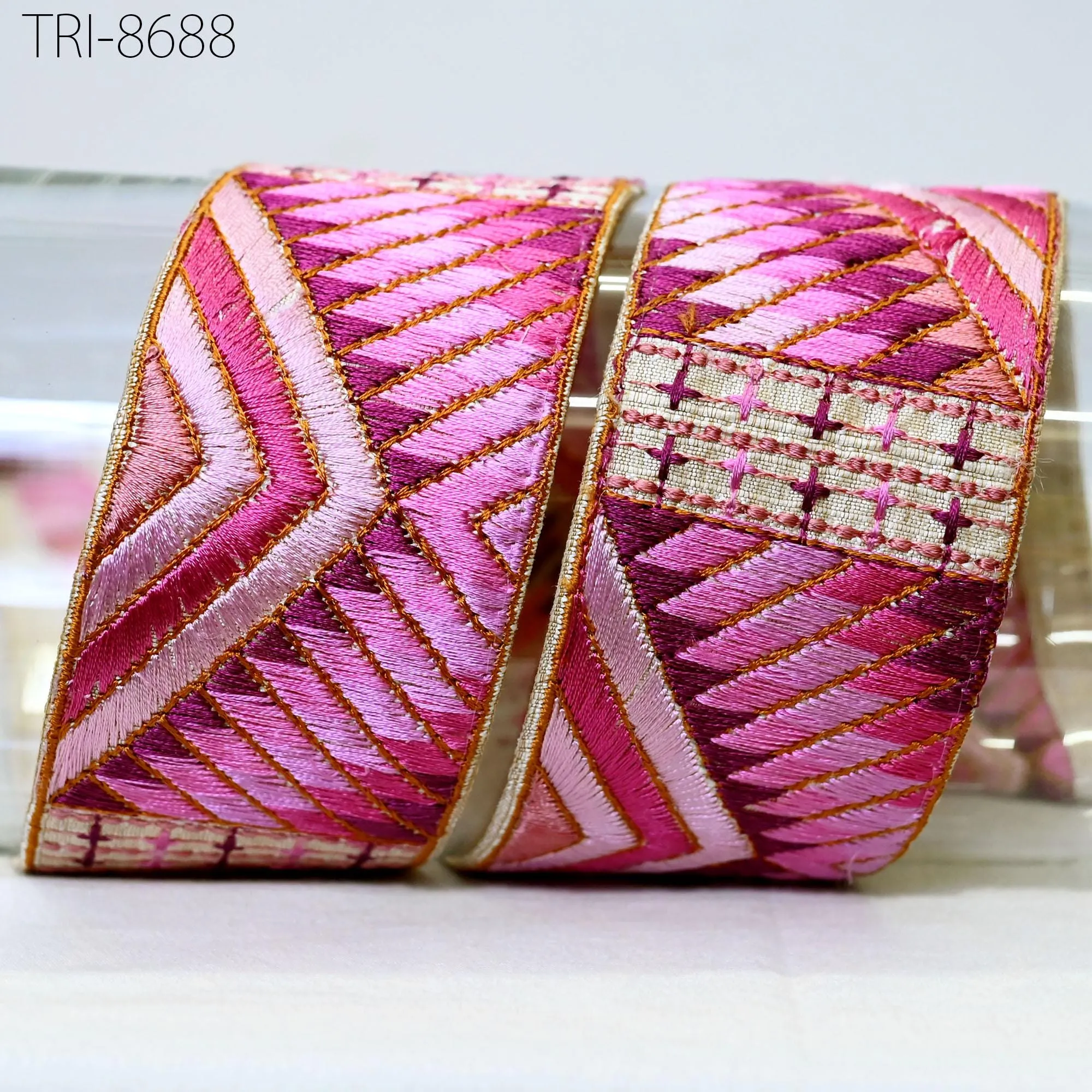 3 Yard Magenta Sari Border Embroidery Trim Embroidered Saree Ribbon Embellishments Sewing Crafting Costumes Headband Dog Collar Tote Bag 5cm