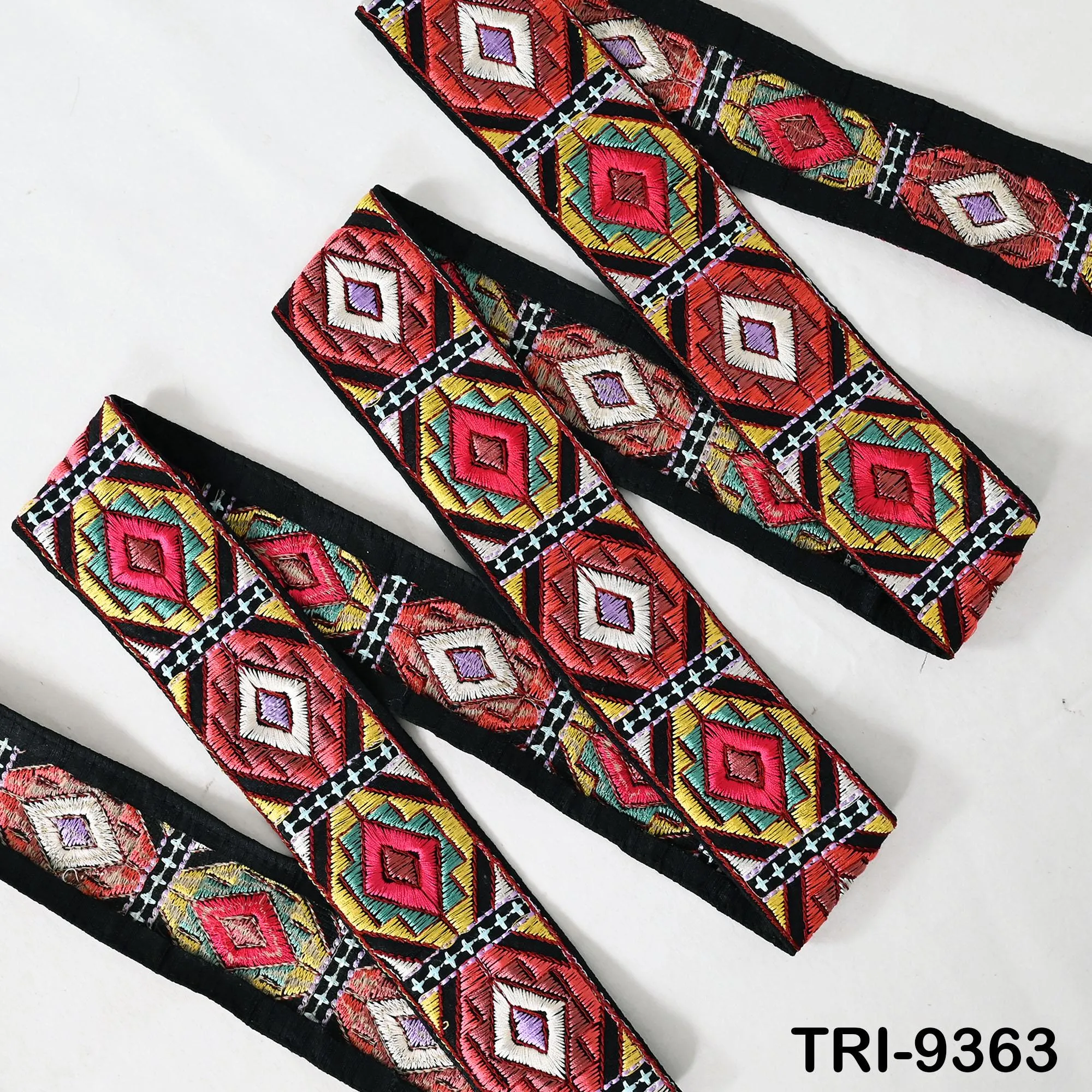 3 Yard Multicolor Embroidery Trim Ribbons Indian Sari Border Embroidered Craft Sewing Regency Reticules Victorian Costumes Junk Journals 5cm
