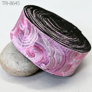 3 Yard Pink Embroidered Saree Border Ribbon Embroidery 5cm Trim Sewing Accessory DIY Crafting for Beach Bags, Hats Costumes Christmas