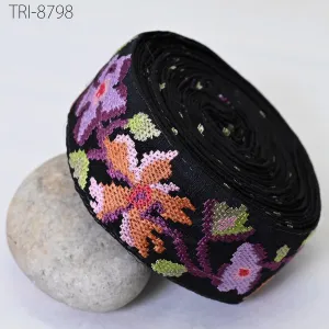 3 Yard Purple Embroidery Ribbon Embellishment Embroidered Saree Border Theatrical Costume Crafting Sewing Beach Bags Tote Wall Hangings 5cm