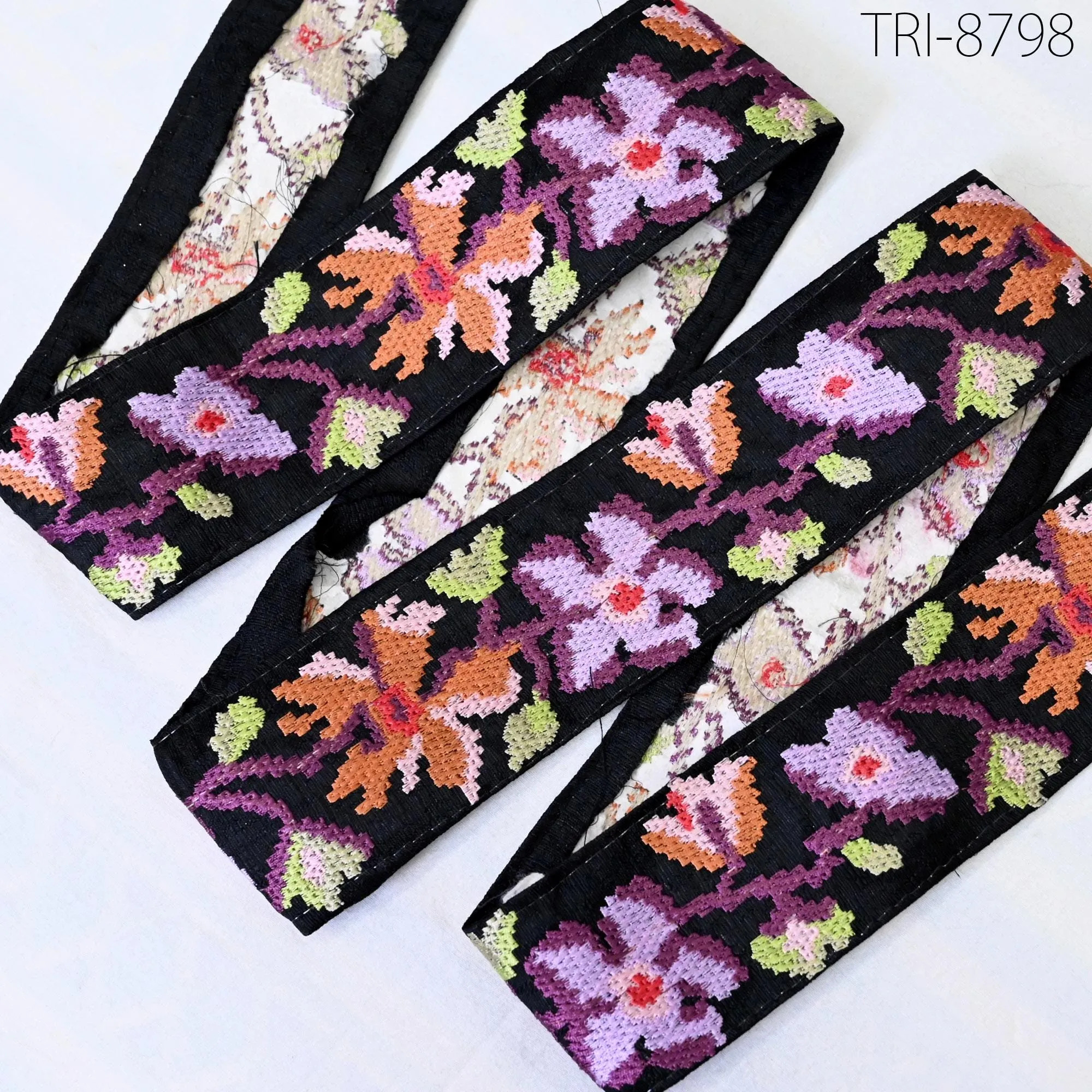 3 Yard Purple Embroidery Ribbon Embellishment Embroidered Saree Border Theatrical Costume Crafting Sewing Beach Bags Tote Wall Hangings 5cm