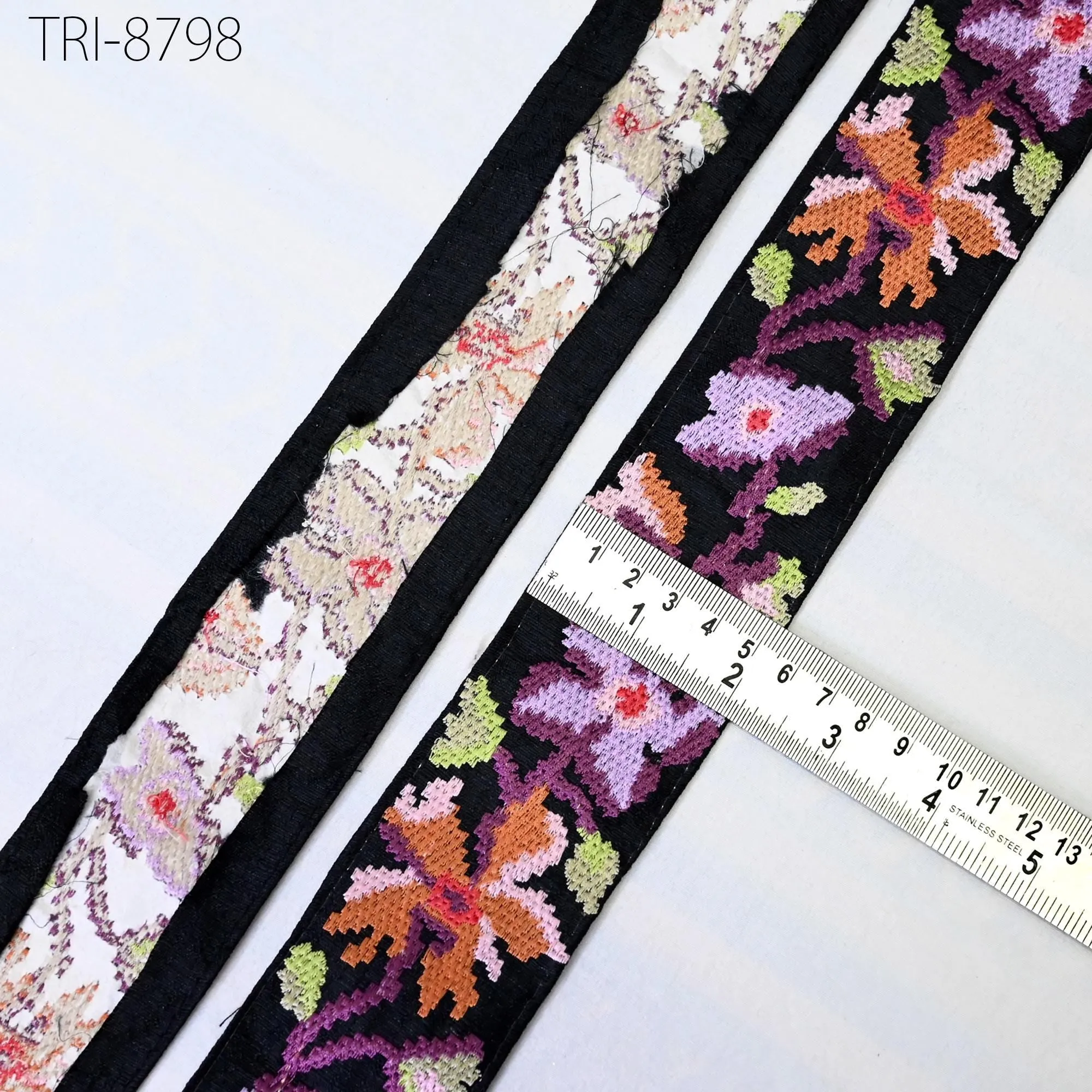 3 Yard Purple Embroidery Ribbon Embellishment Embroidered Saree Border Theatrical Costume Crafting Sewing Beach Bags Tote Wall Hangings 5cm