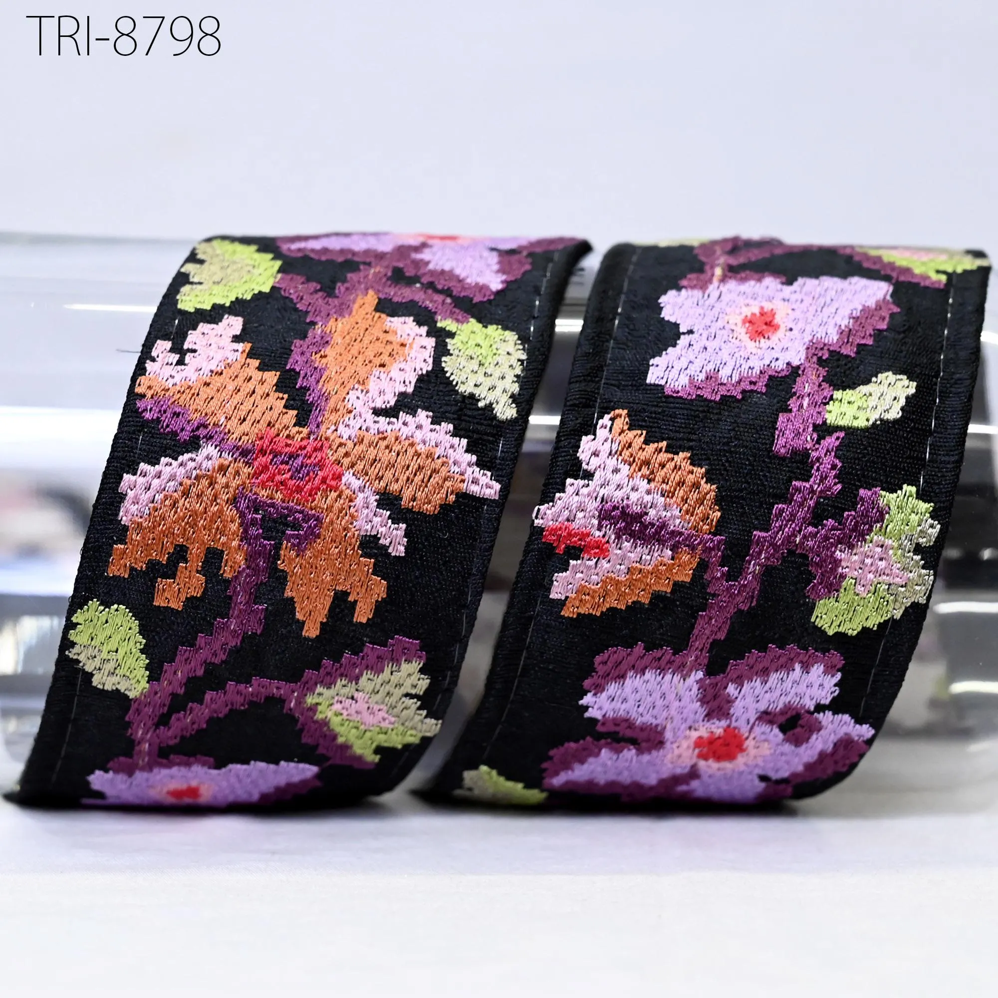 3 Yard Purple Embroidery Ribbon Embellishment Embroidered Saree Border Theatrical Costume Crafting Sewing Beach Bags Tote Wall Hangings 5cm