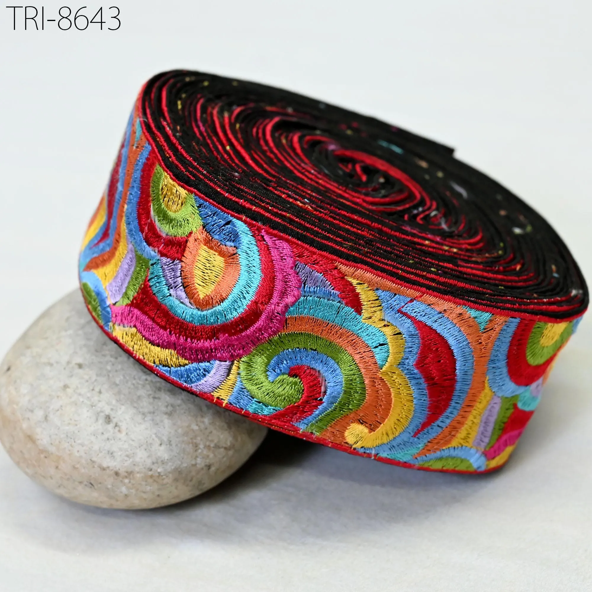 3 Yard Red Embroidery 55mm Trim Border Embroidered Saree Ribbon Crafting Sewing Accessories Beach Bags, Hats, Costumes Christmas Home Decor