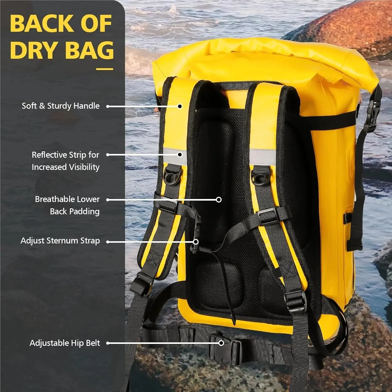 30L Roll Top Waterproof Diving Bag Snorkeling Equipment Backpack Pocket Marine Floating Dry Bags for Kayaking Hiking Fishing
