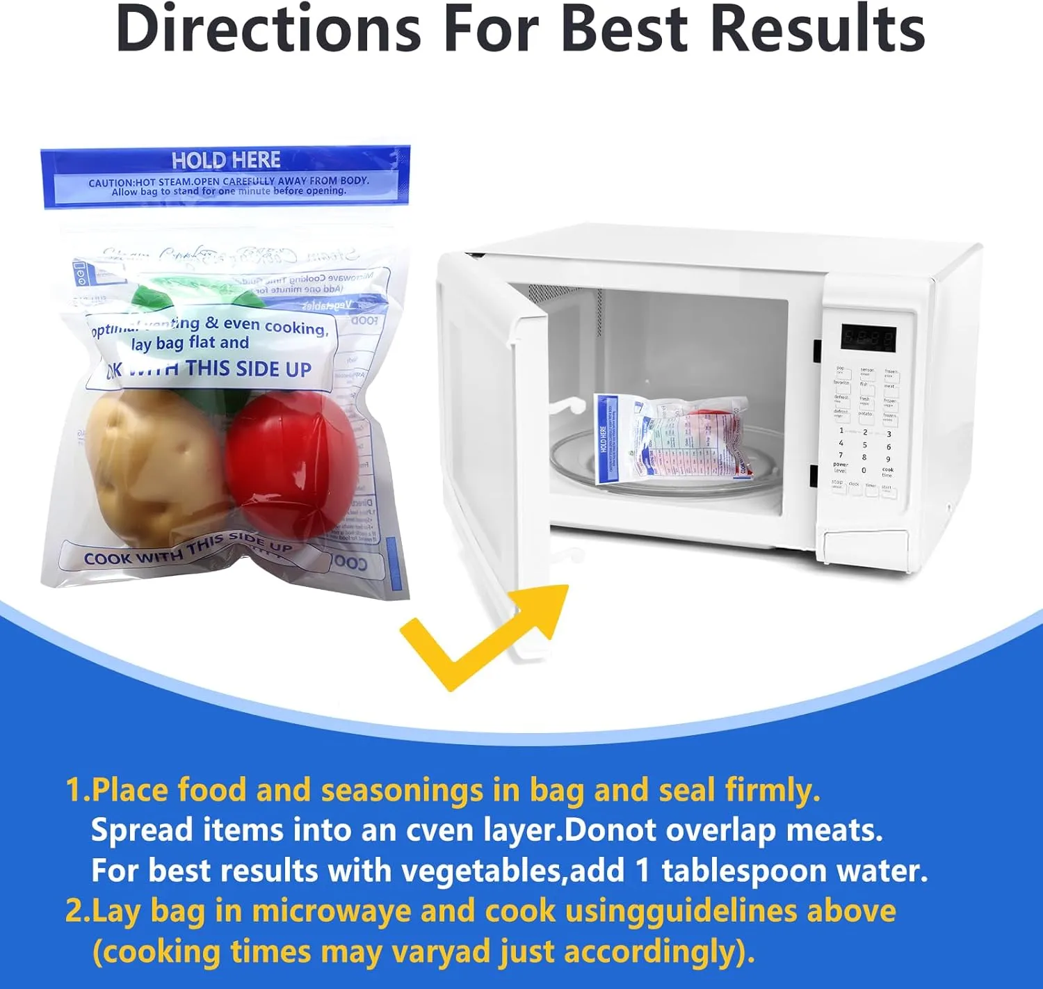 36 Pcs Zipper Steam Bags Reusable Microwave Steam Cooking Bag Frozen Food Steamer Bag Microwave Steam Bags for Vegetables Potatoes Meat (36)